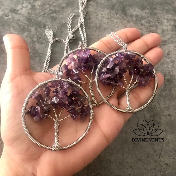 Amethyst Tree of Life Pendant Necklace - Picture 5 of 8